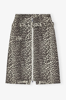 Cotton Tweed Midi Skirt | Leopard