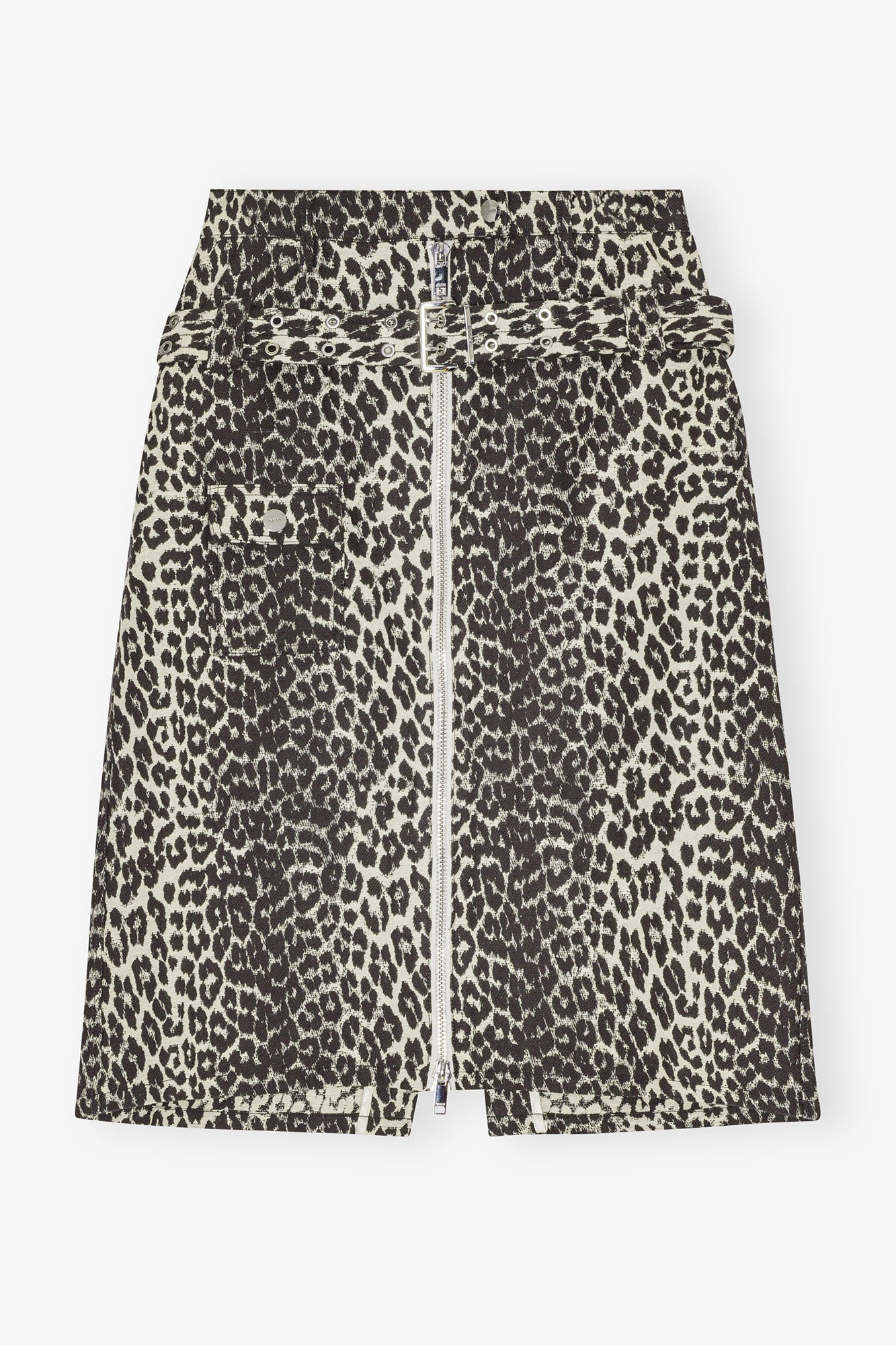 Cotton Tweed Midi Skirt | Leopard