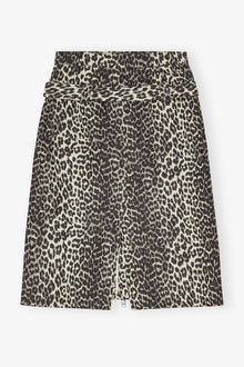 Cotton Tweed Midi Skirt | Leopard