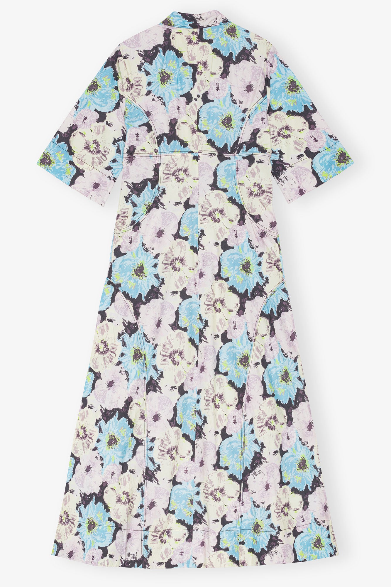 Floral Printed Cotton Long Shirt Dress | Multicolor