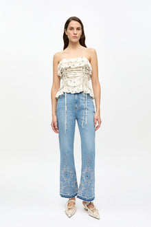 Printed Satin Slip Top | Egret