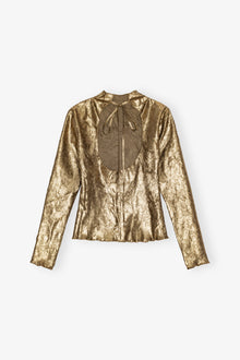 Shibori Pleat Back Cutout Top | Gold