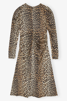 Printed Satin Midi Dress | Leopard