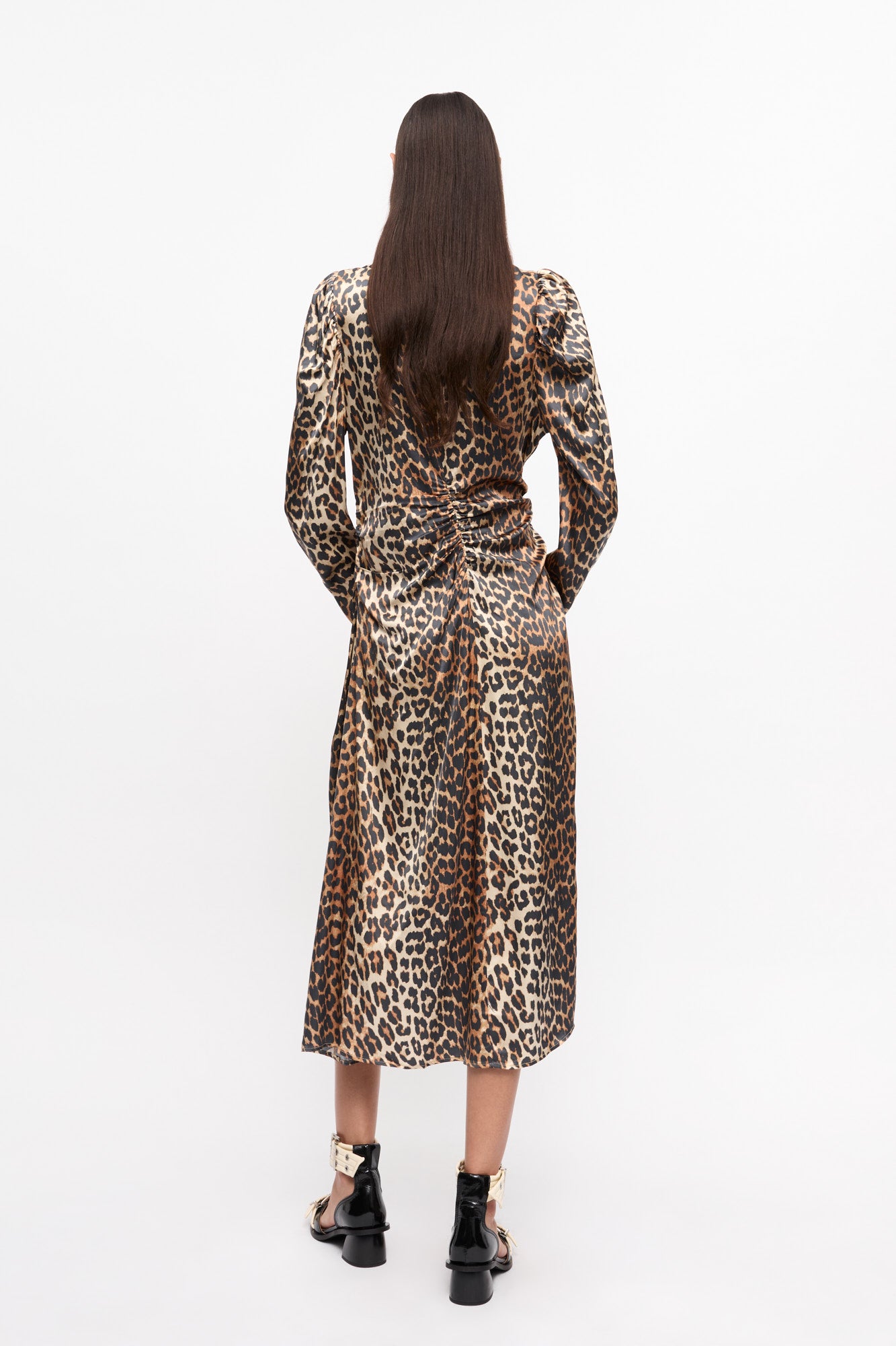 Printed Satin Midi Dress | Leopard