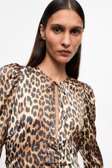 Printed Satin Midi Dress | Leopard
