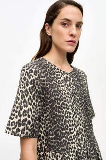 Cotton Tweed Mini Dress | Leopard