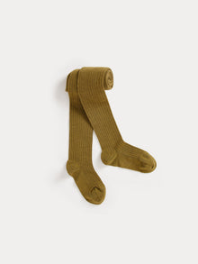 Girl | Thomina Ribbed Tights | Green Bronze