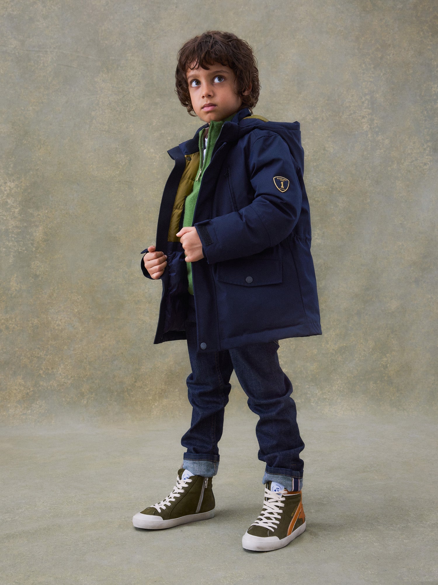 Boy | Bonpoint X Golden Goose Children's Khaki Sneakers | Dark Khaki