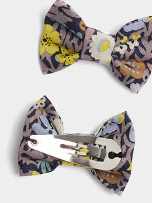 Girl | Miniclic Barrette In Gray Liberty Fabric | Slate Gray