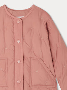 Girl | Tanvi Quilted Jacket With Embroidery | Faded Pink
