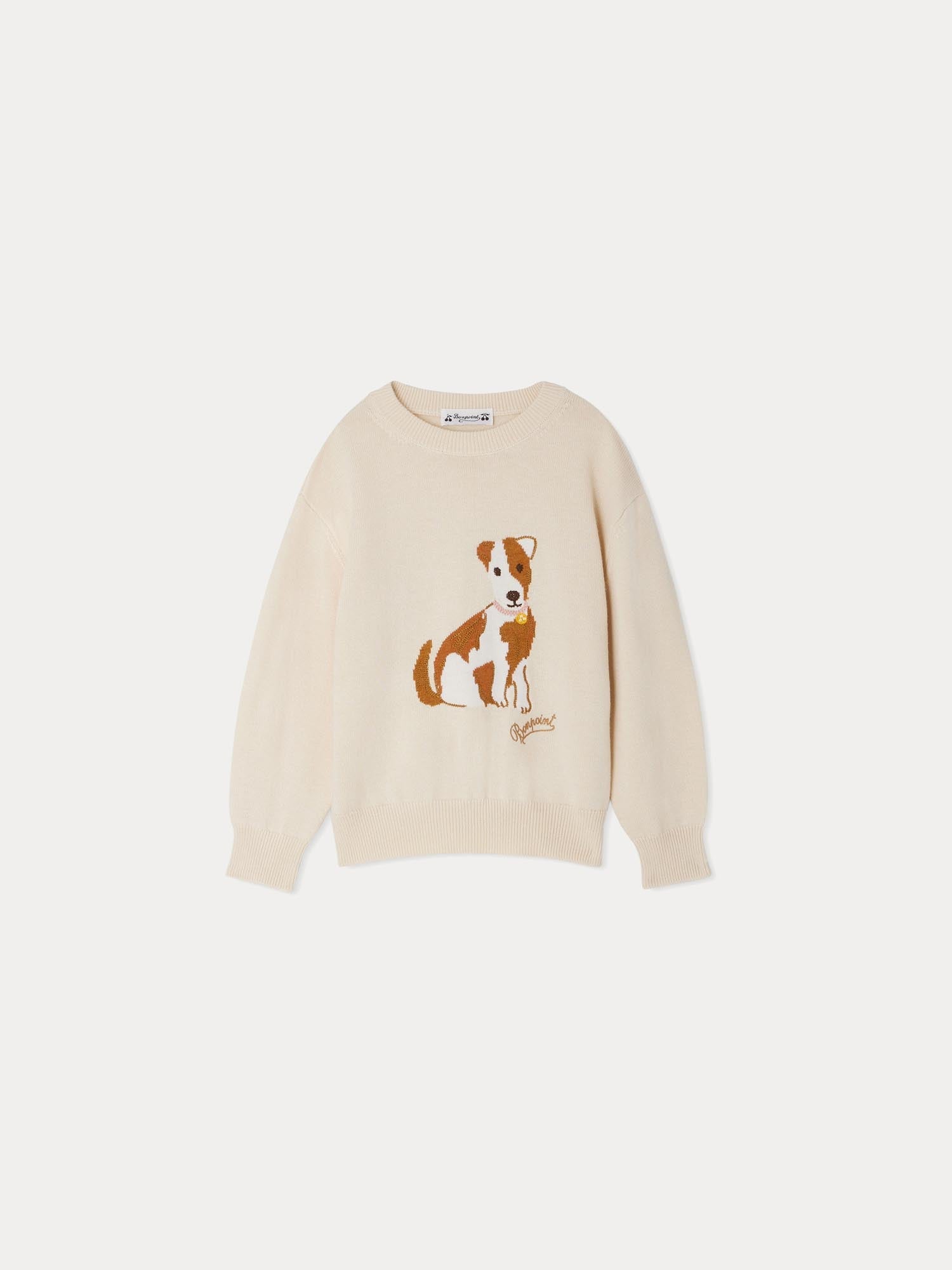 Girl | Anumati Dog Pattern Sweater | Natural White