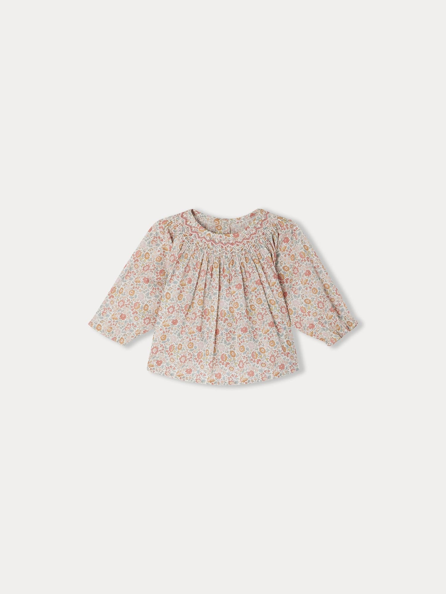 Girl | Griotte Blouse In Orange Liberty Fabric | Orange Flowers
