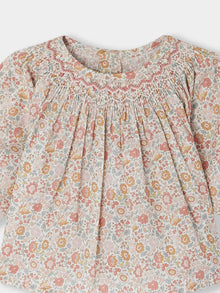 Girl | Griotte Blouse In Orange Liberty Fabric | Orange Flowers