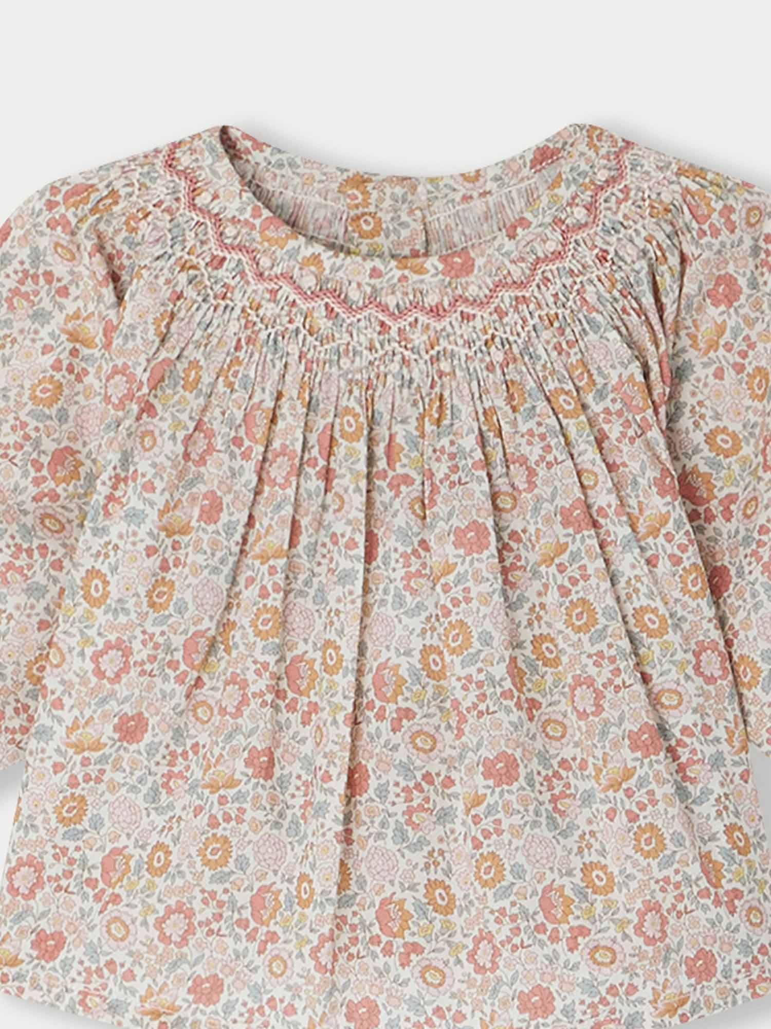 Girl | Griotte Blouse In Orange Liberty Fabric | Orange Flowers