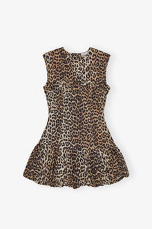 Printed Cotton Mini Dress | Leopard