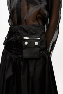 Duchesse Nylon Long Pocket Skirt | Black
