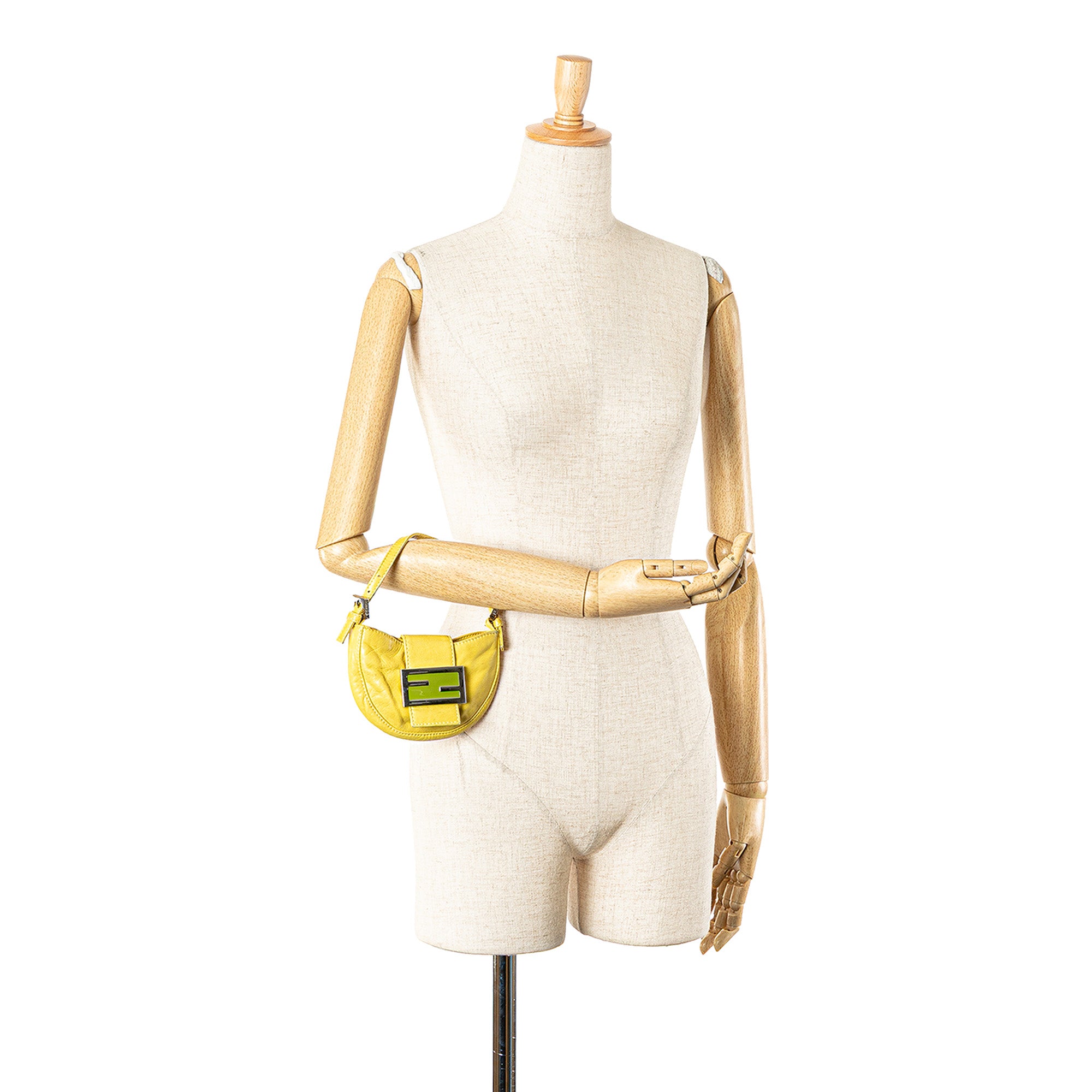 Fendi | Pre-Owned Mini Leather Croissant Handbag | Yellow