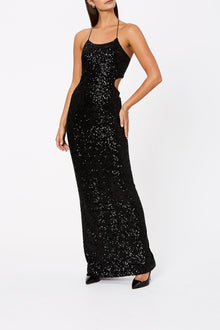 Sequin Halter Neck Dress Black - Scanlan Theodore US