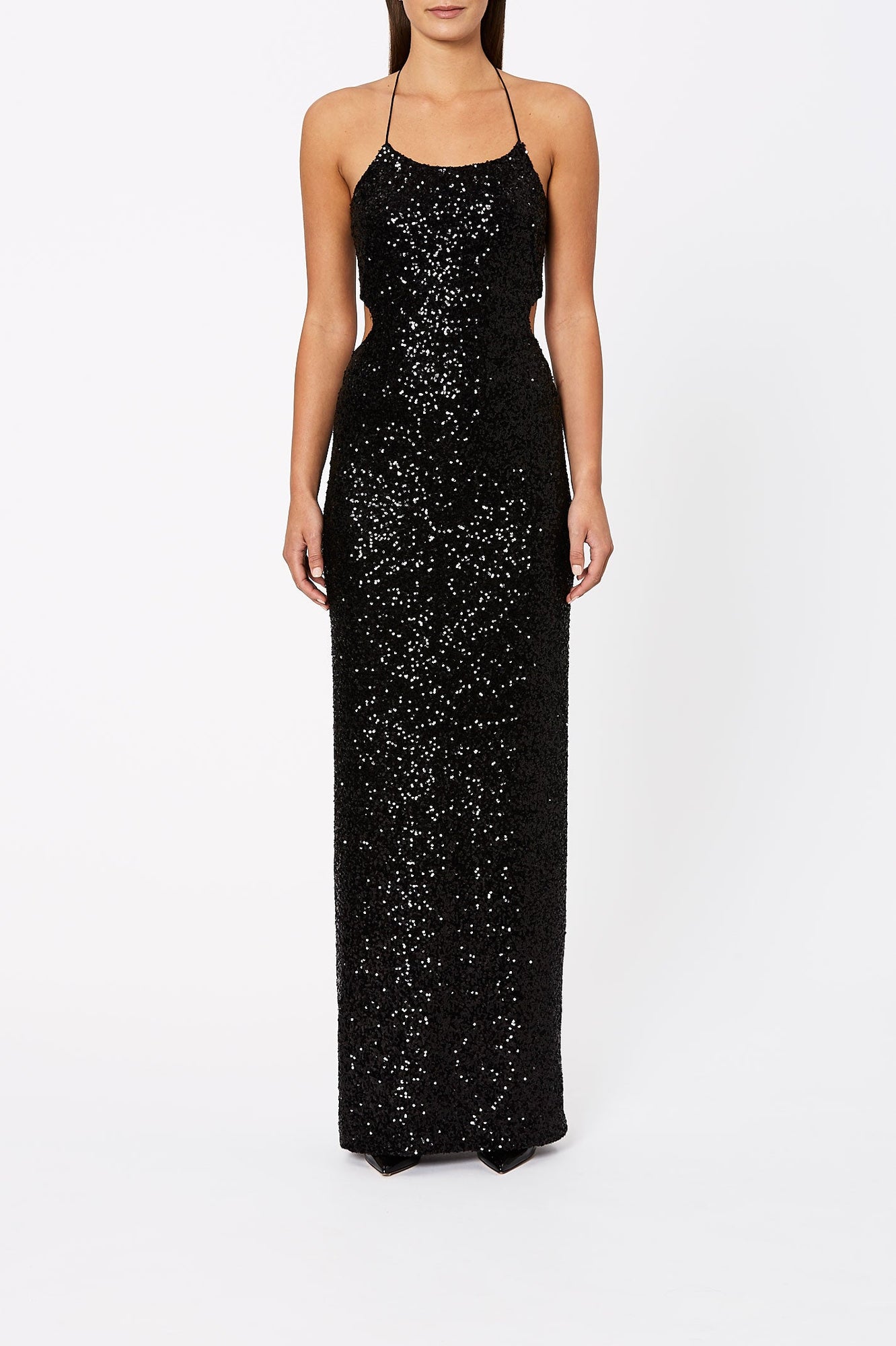 Sequin Halter Neck Dress Black - Scanlan Theodore US