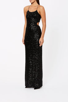 Sequin Halter Neck Dress Black - Scanlan Theodore US