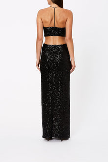 Sequin Halter Neck Dress Black - Scanlan Theodore US