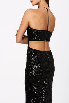 Sequin Halter Neck Dress Black - Scanlan Theodore US