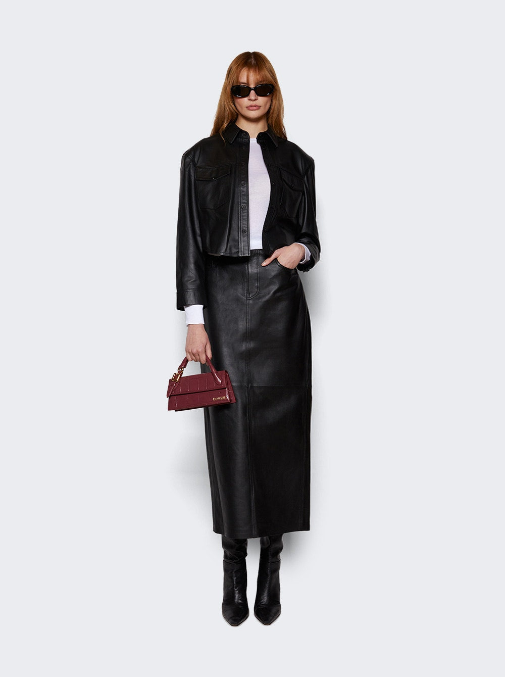 Women | WARDROBE.NYC | Leather Maxi Column Skirt | Black