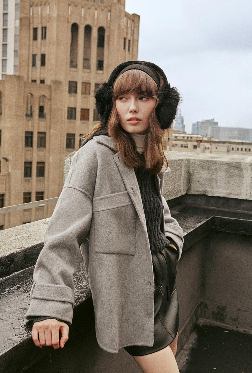 Newton Oversized Wool Jacket | Gray