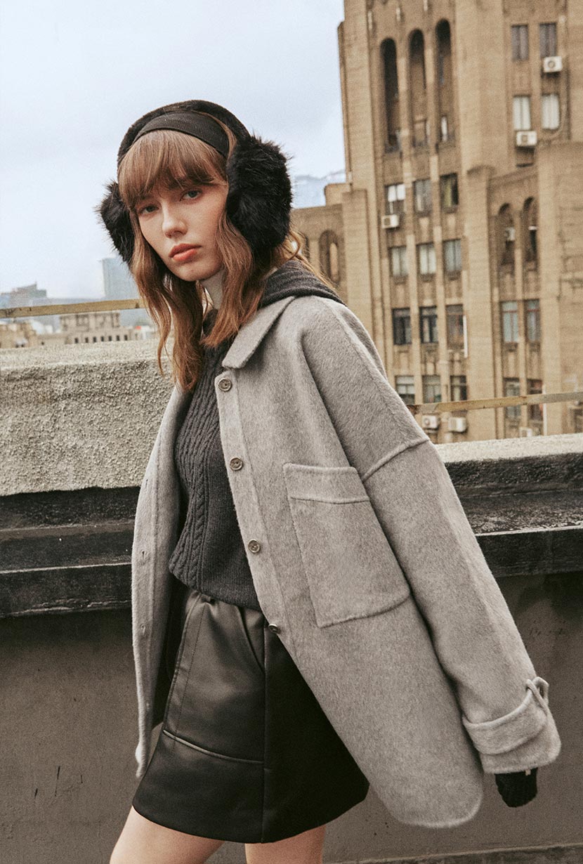 Newton Oversized Wool Jacket | Gray