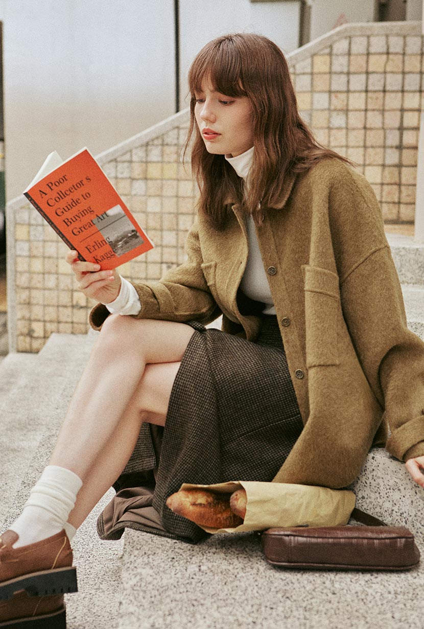 Newton Oversized Wool Jacket | Olive Brown