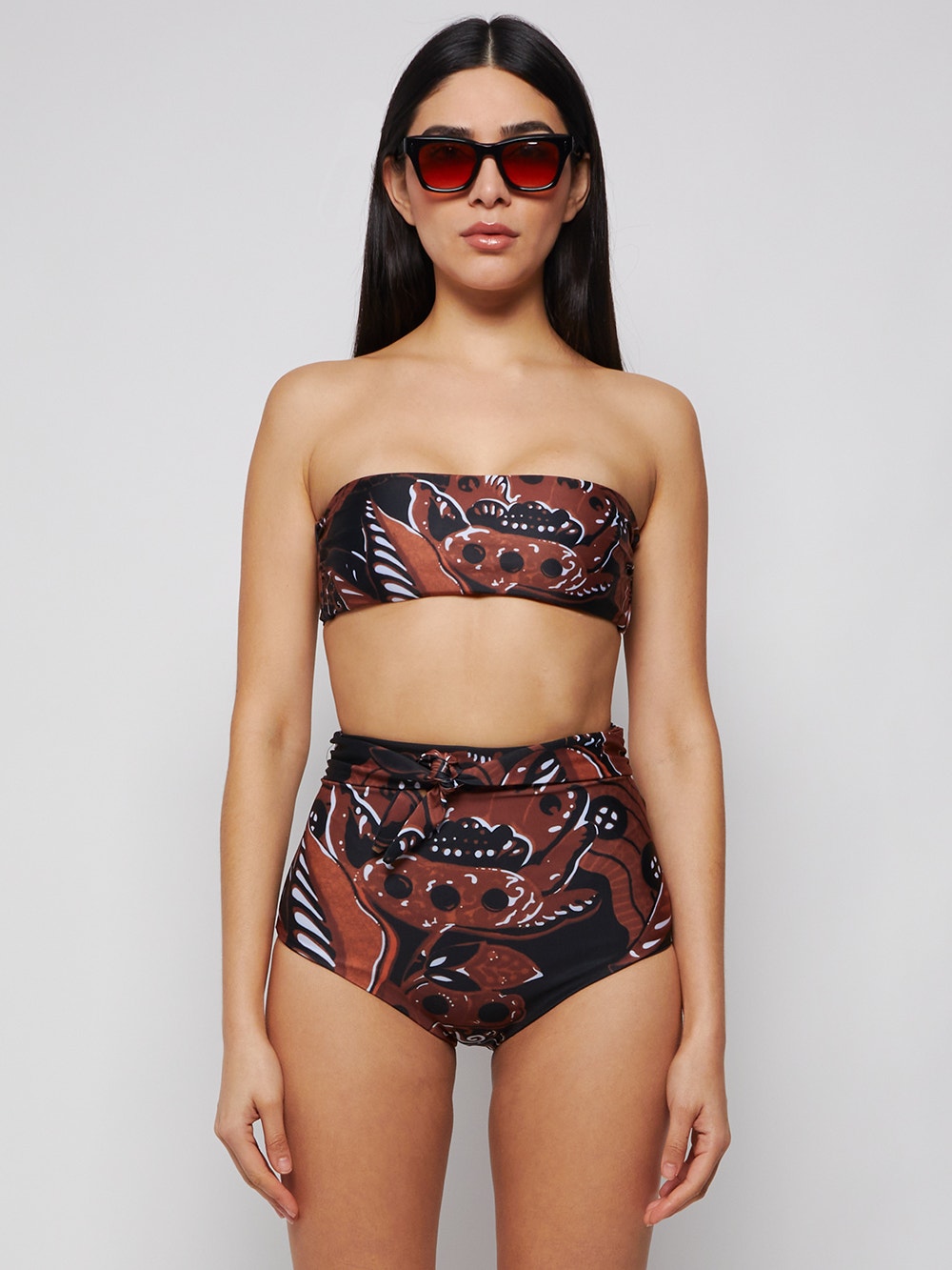 Women | Mara Hoffman | Calaia Abigail Strapless Bikini Top | Black & Brown