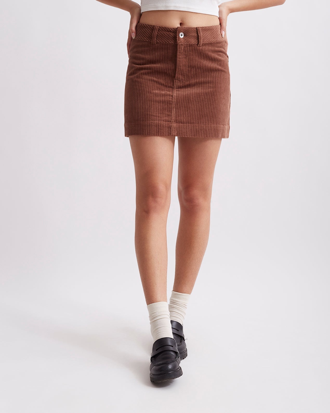 Womens | Zoey Wide Wale Cord Skirt | Downtown Brown
