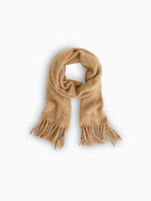 Women | Oversized Brushed Wool Scarf | Light Saddle