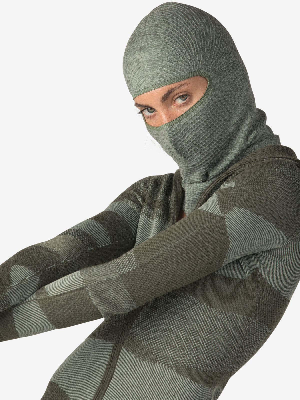 Woman MERINO AIRWARm BODYSUIT - Stone Green - with balaclava