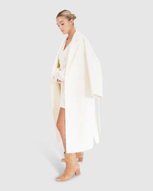 Wide Awake Split Hem Overcoat | Women | Cream