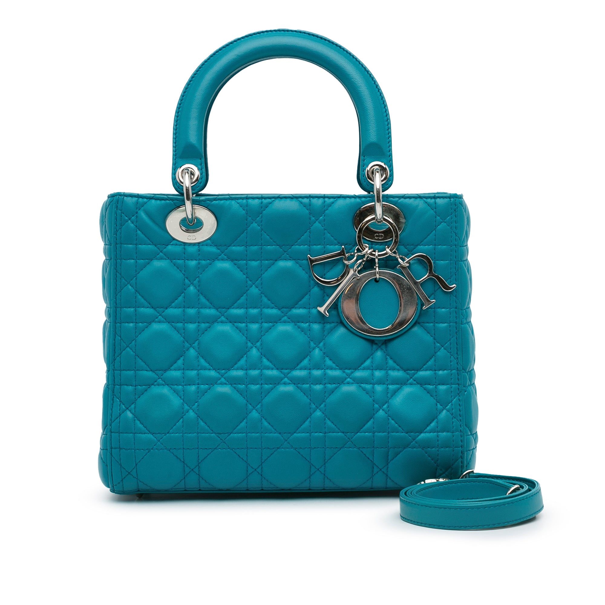 Dior Pre-Owned Medium Lambskin Cannage Lady Dior | Women | Blue x Turquoise