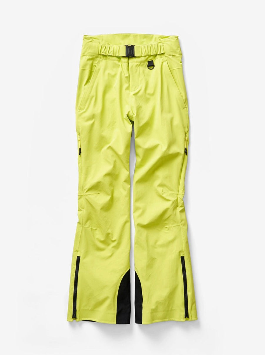 Women's Belted Alpine Ski Pants - Mineral Yellow - flat lay