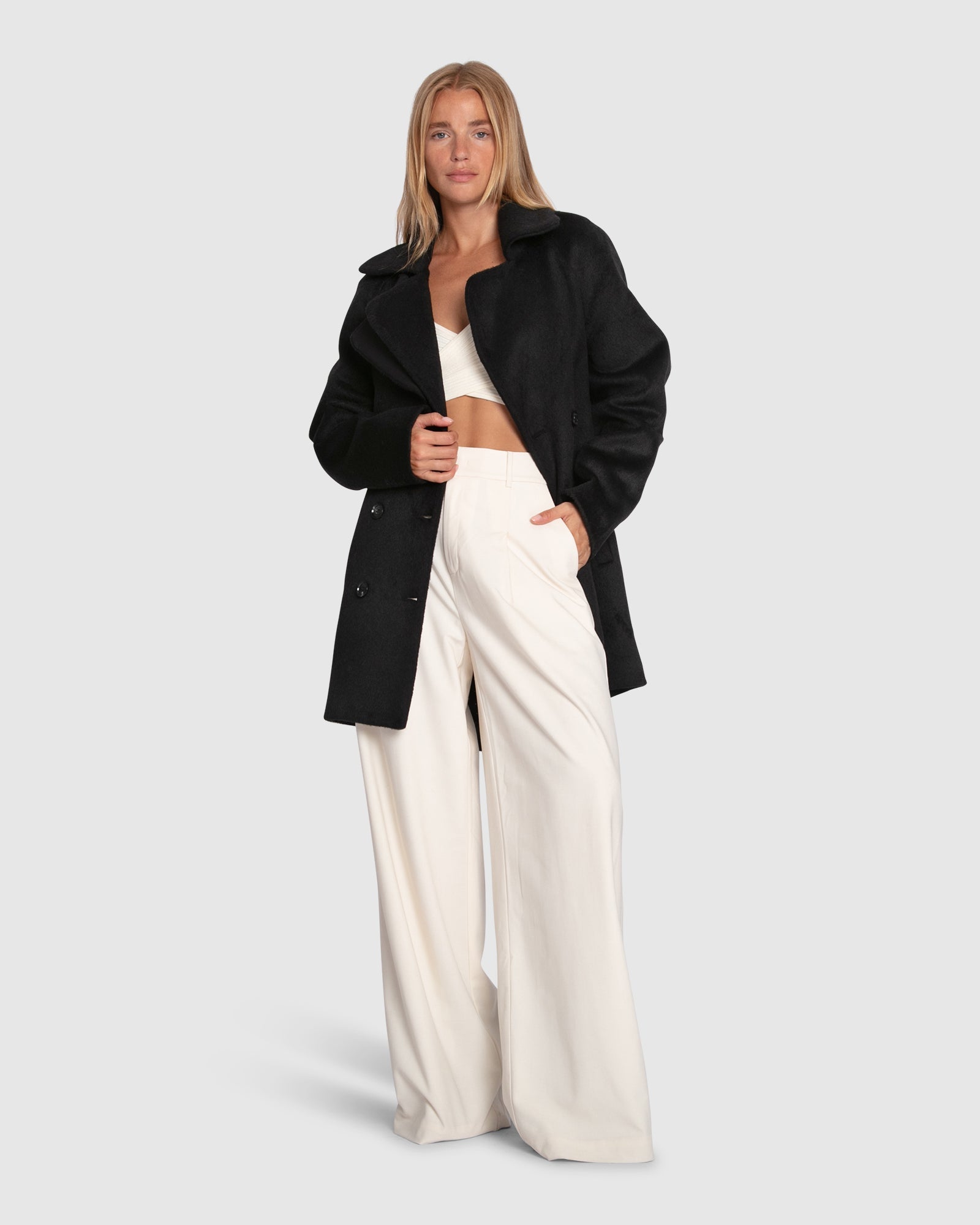 Women | Wanna Be Loved Wool Blend Peacoat | Black