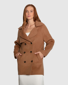 Women | Wanna Be Loved Wool Blend Peacoat | Camel