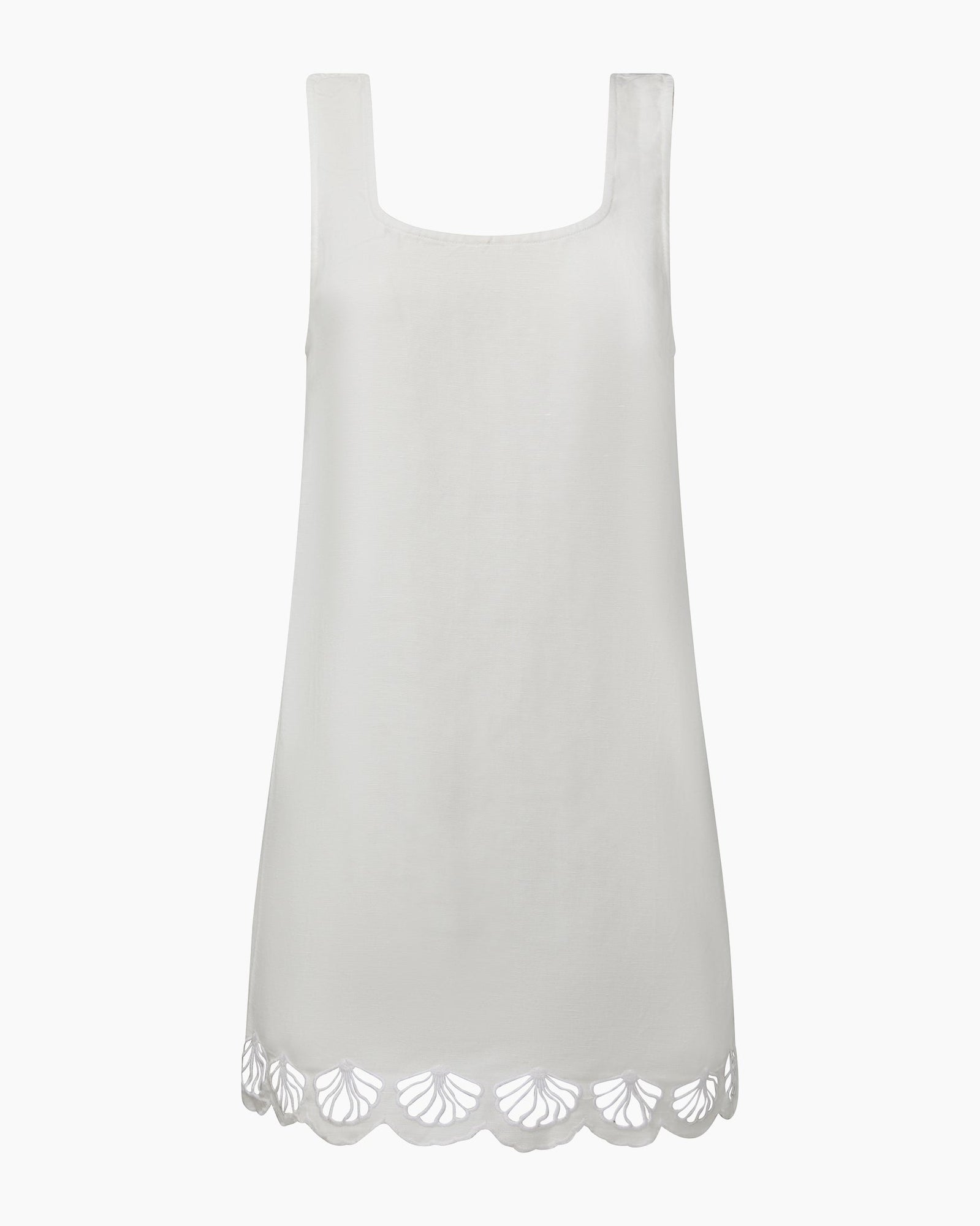 Womens | Air Linen Scallop Mini Dress | White