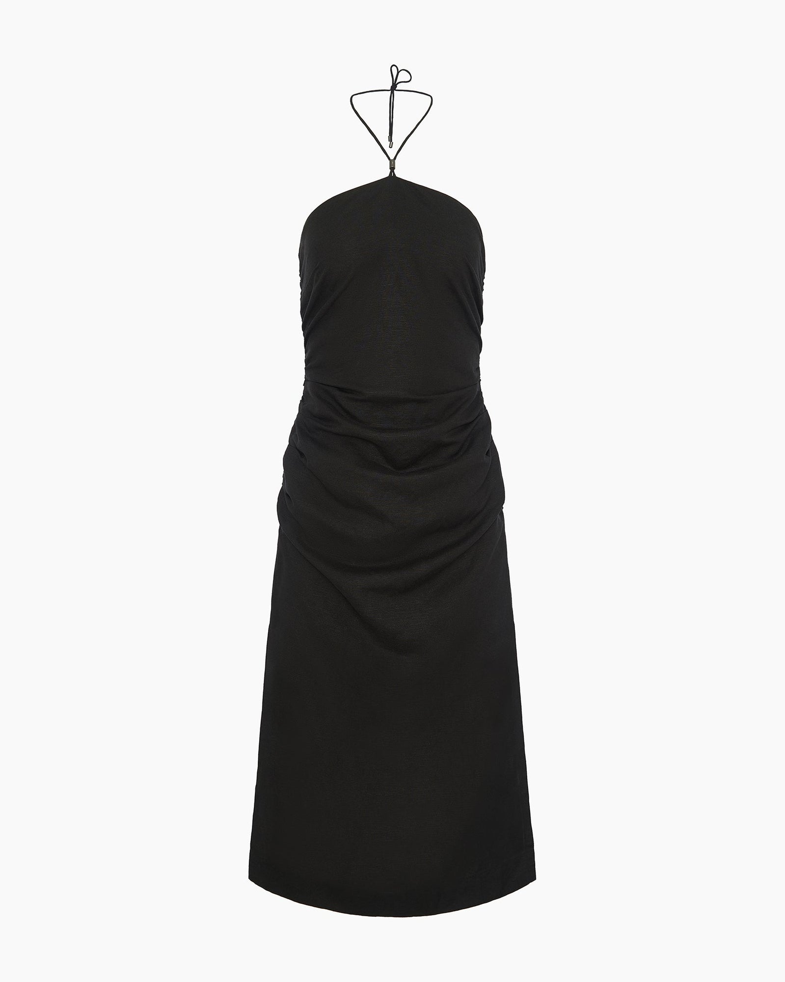 Onia | Womens | Air Linen Ruched Halter Dress | Black Onia | Womens | Air Linen Ruched Halter Dress | Black