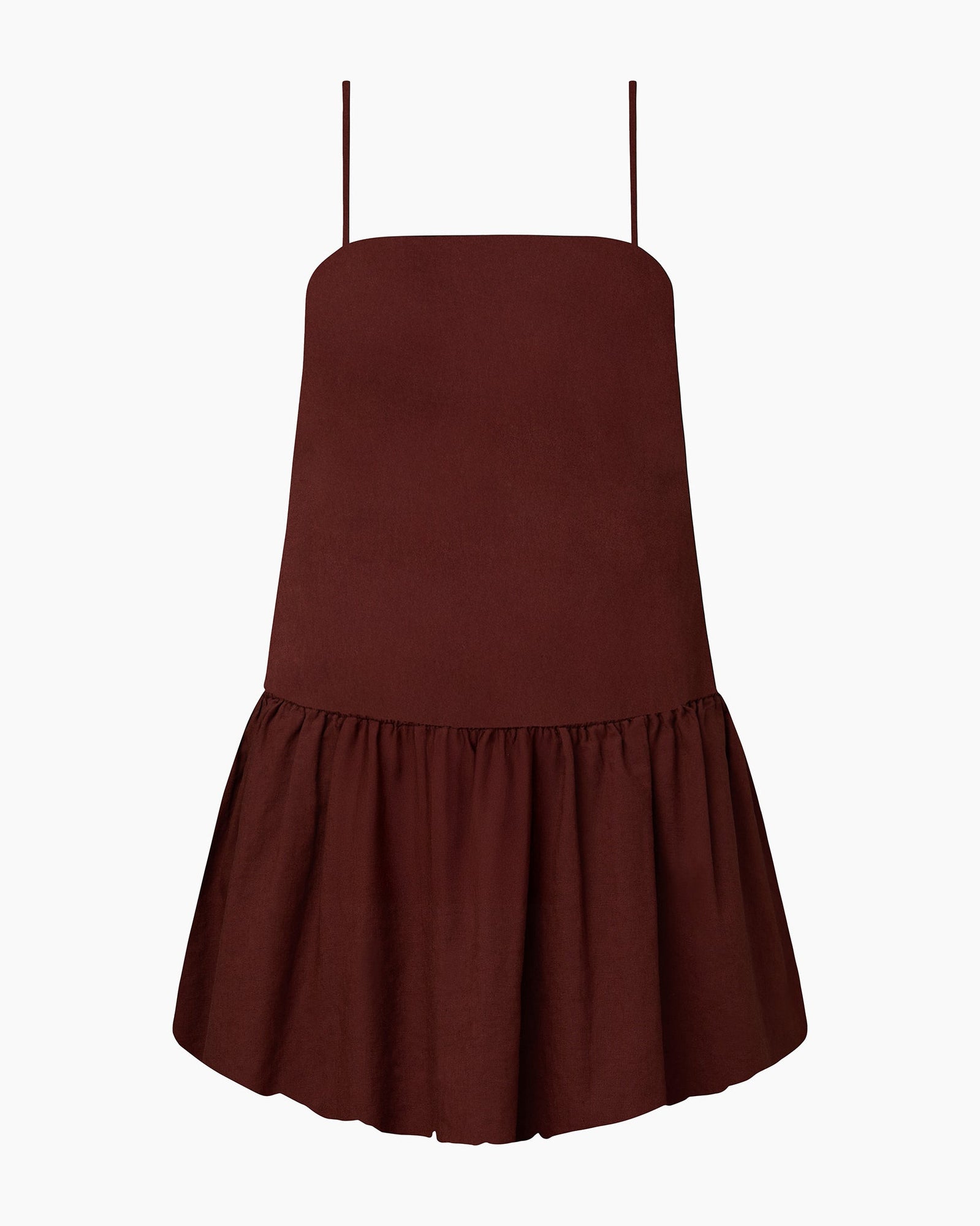 Womens | Air Linen Bubble Mini Dress | Rum