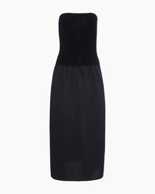 Womens | Crochet Knit Poplin Maxi Dress | Black