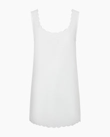 Womens | Air Linen Scallop Shift Dress | White