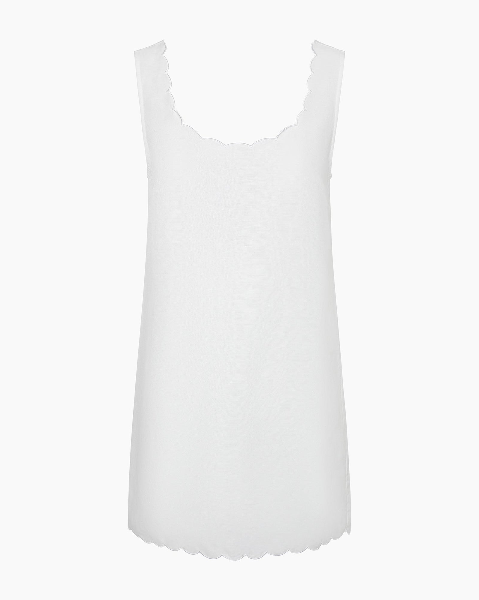 Womens | Air Linen Scallop Shift Dress | White