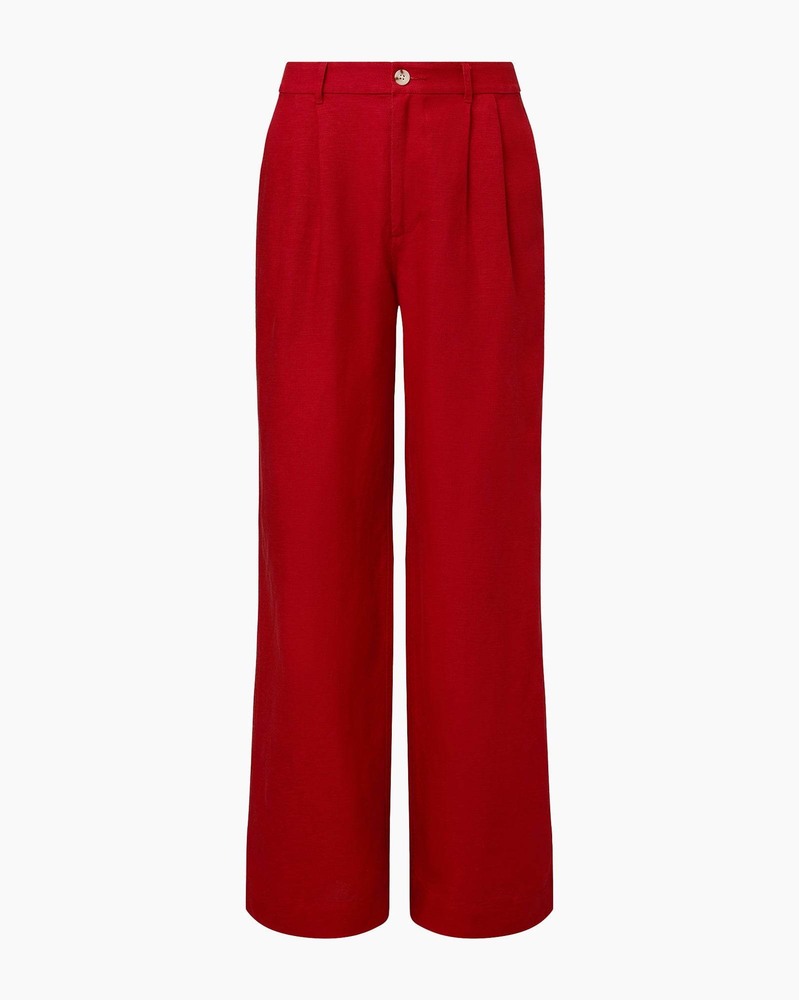 Womens | Air Linen Pleated Trouser | Dark Red
