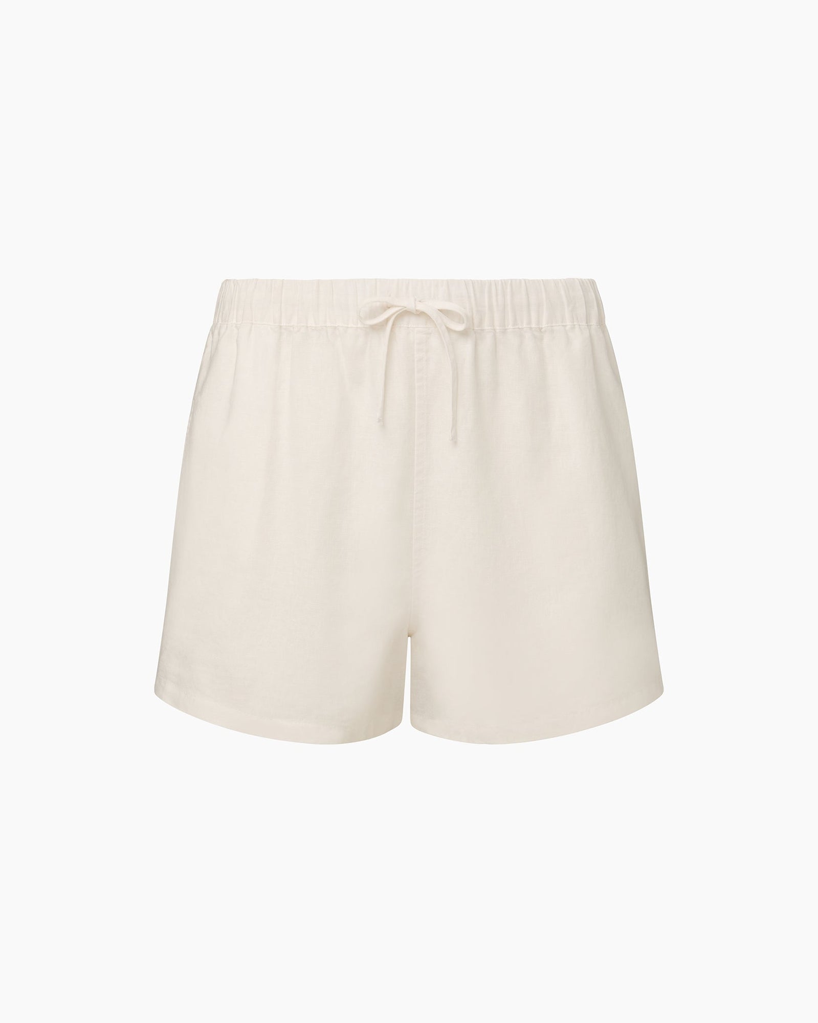 Womens | Air Linen Elastic Drawstring Swim Trunk | White