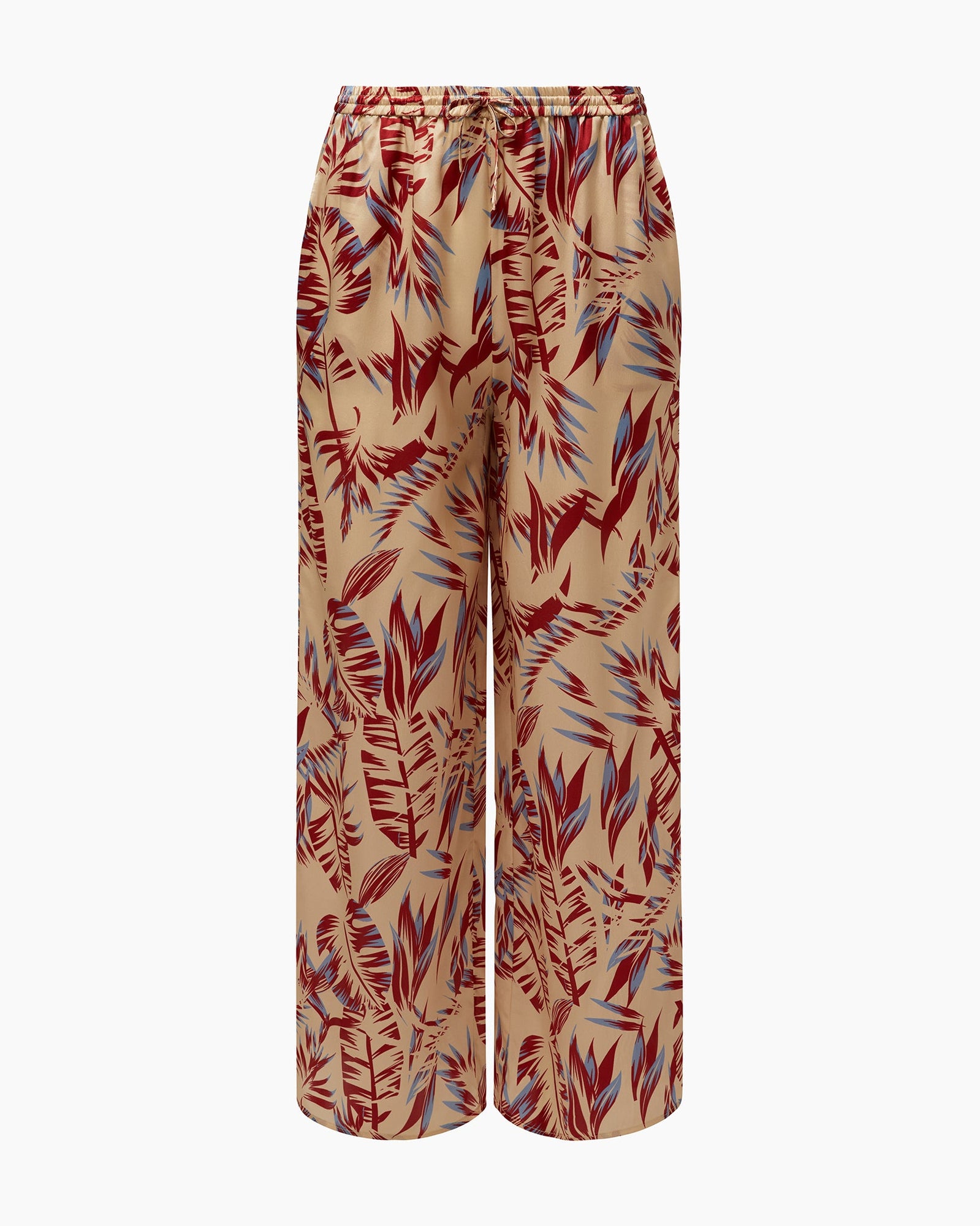 Womens | Silk Wide Leg Drawstring Pant | Tan