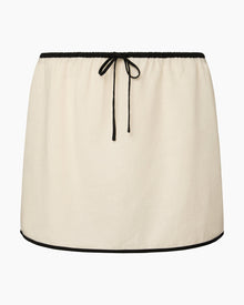 Womens | Air Linen Mini Skirt | Egret/Black