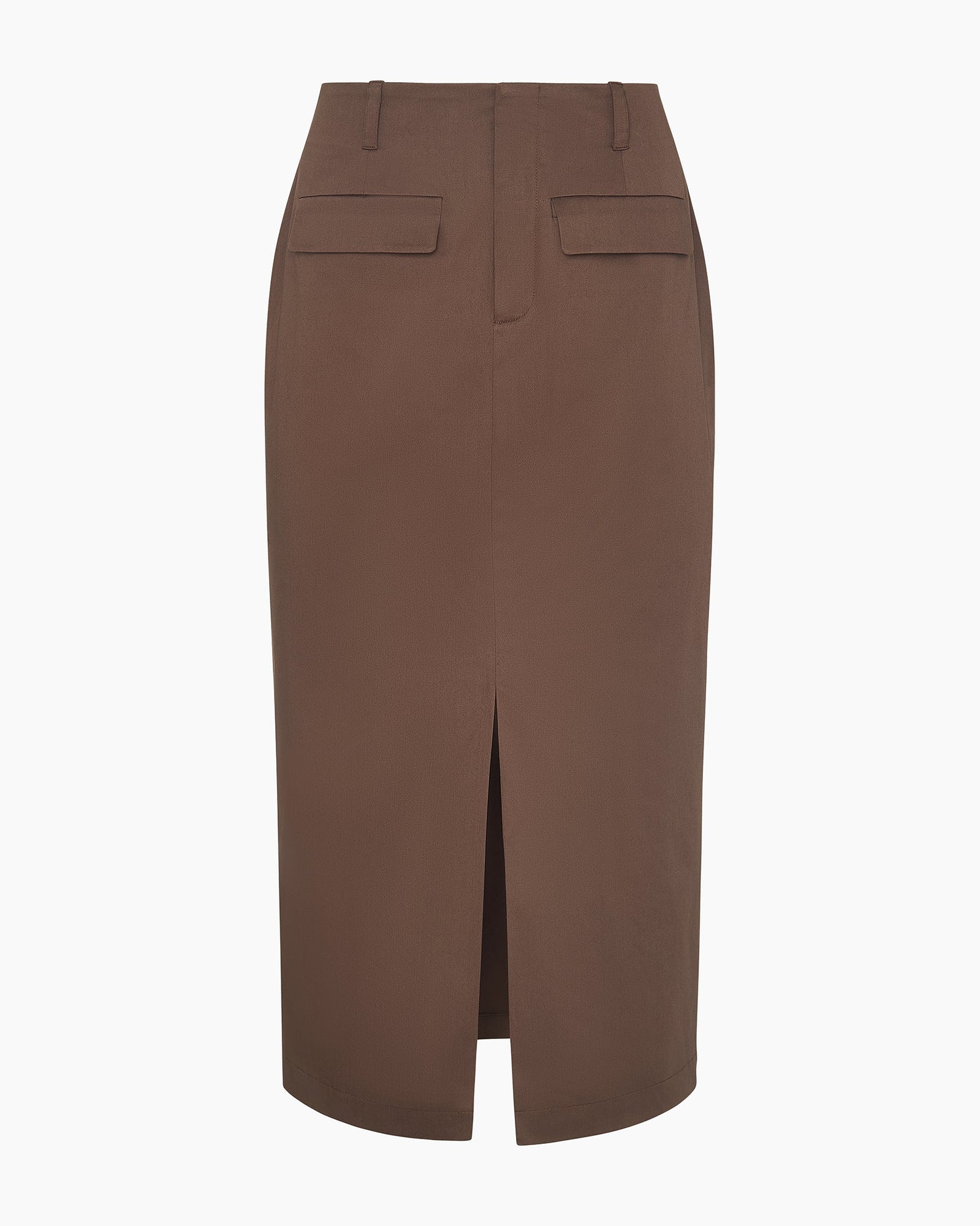 Womens | Front Slit Midi Skirt | Chestnut